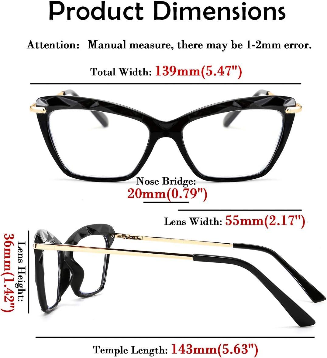 image:imageFEISEDY Crystal Cat Eye Reading Glasses Blue Light Blocking Reader Anti Eyestrain Glasses B2596 Black 250xBlack
