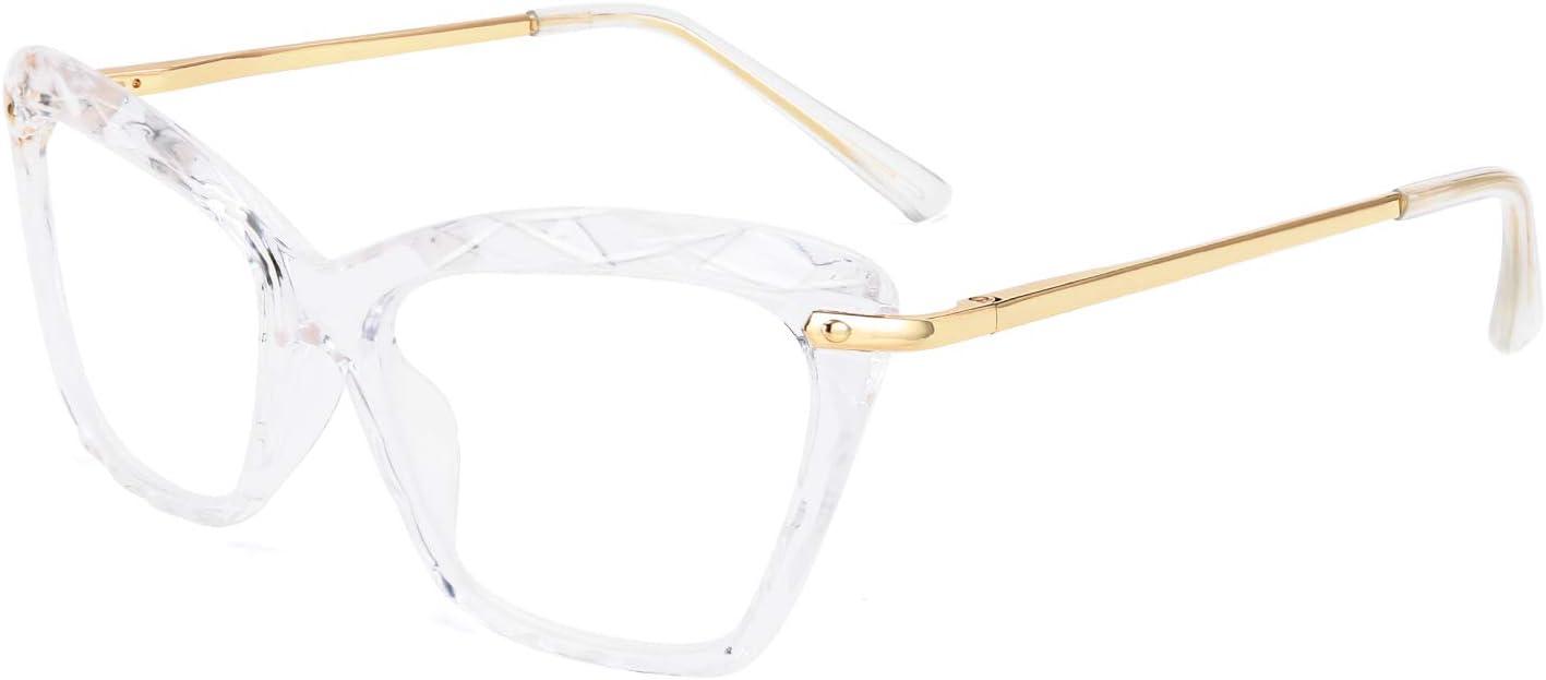 image:imageFEISEDY Crystal Cat Eye Reading Glasses Blue Light Blocking Reader Anti Eyestrain Glasses B2596 Black 250xClear