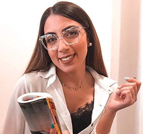 image:imageFEISEDY Crystal Cat Eye Reading Glasses Blue Light Blocking Reader Anti Eyestrain Glasses B2596 Black 250xClear