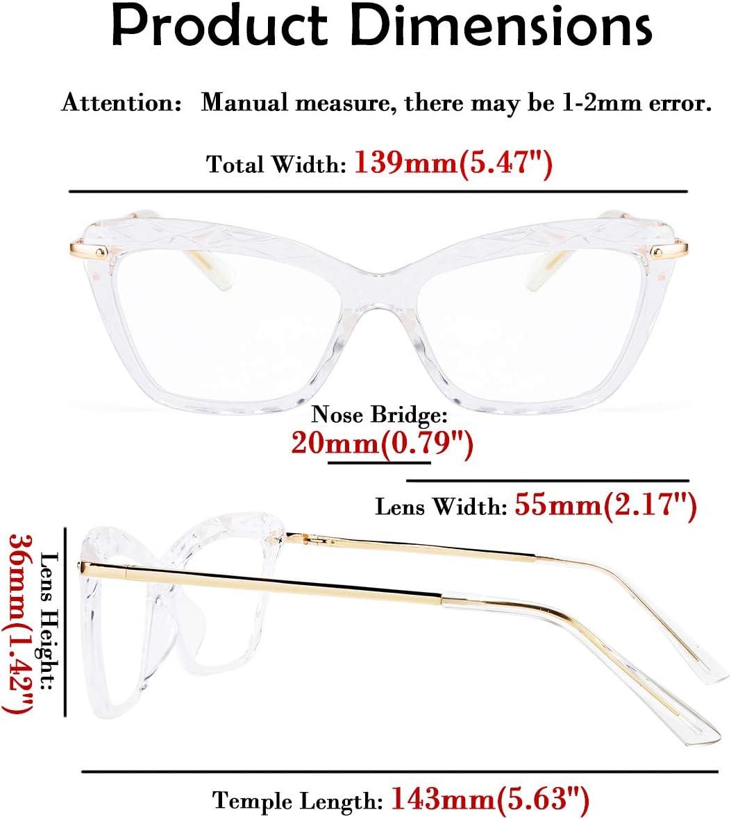 image:imageFEISEDY Crystal Cat Eye Reading Glasses Blue Light Blocking Reader Anti Eyestrain Glasses B2596 Black 250xClear