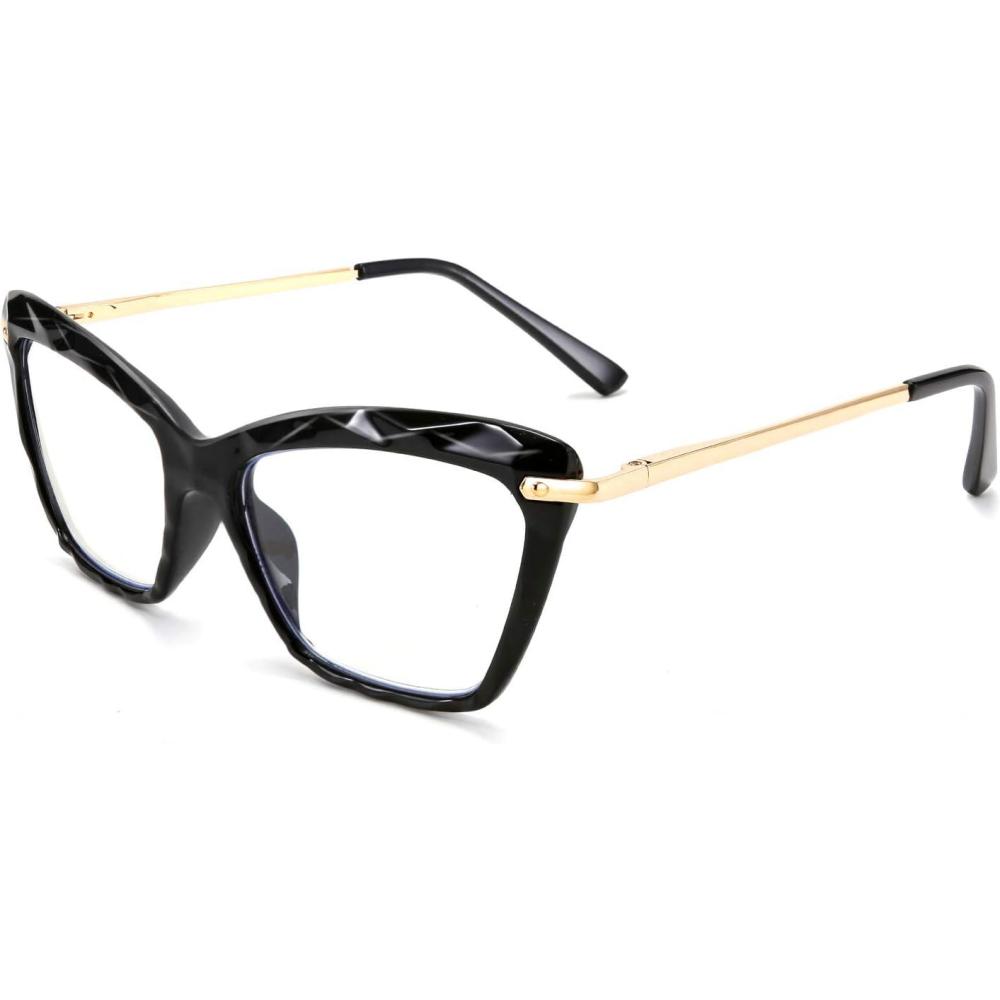 image:imageFEISEDY Crystal Cat Eye Reading Glasses Blue Light Blocking Reader Anti Eyestrain Glasses B2596 Black 250xBlack