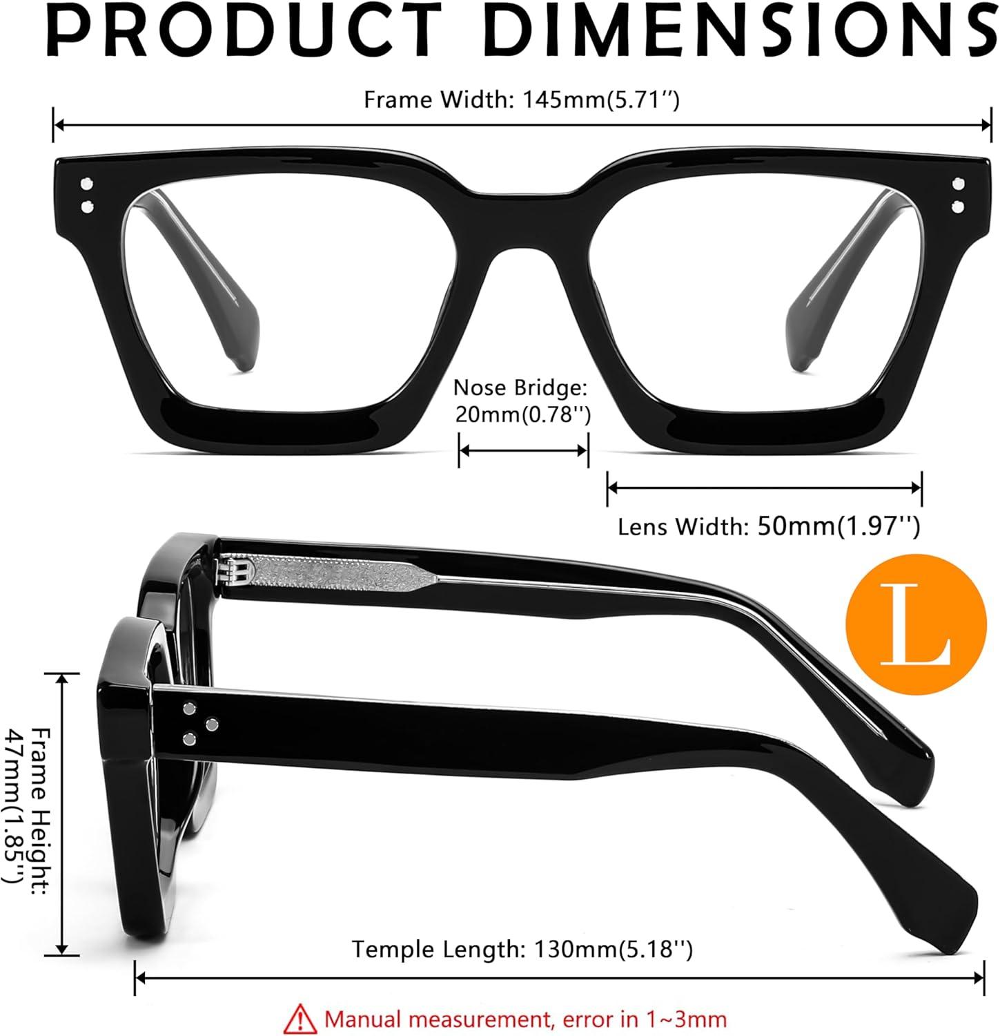image:imageFEISEDY Blue Light Blocking Glasses Women Men Chunky Square Computer Glasses B0101Black