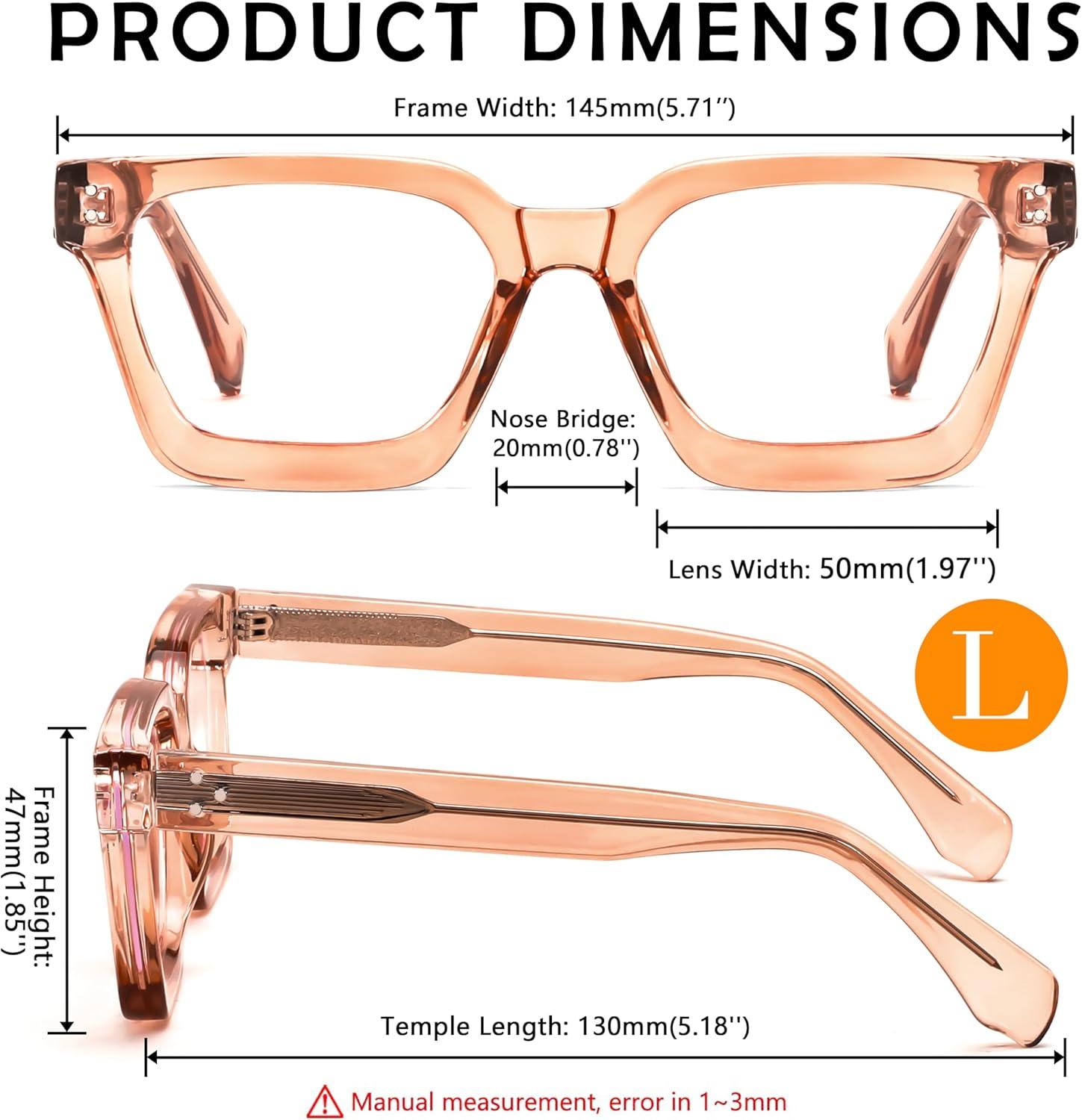 image:imageFEISEDY Blue Light Blocking Glasses Women Men Chunky Square Computer Glasses B0101Clear Champagne
