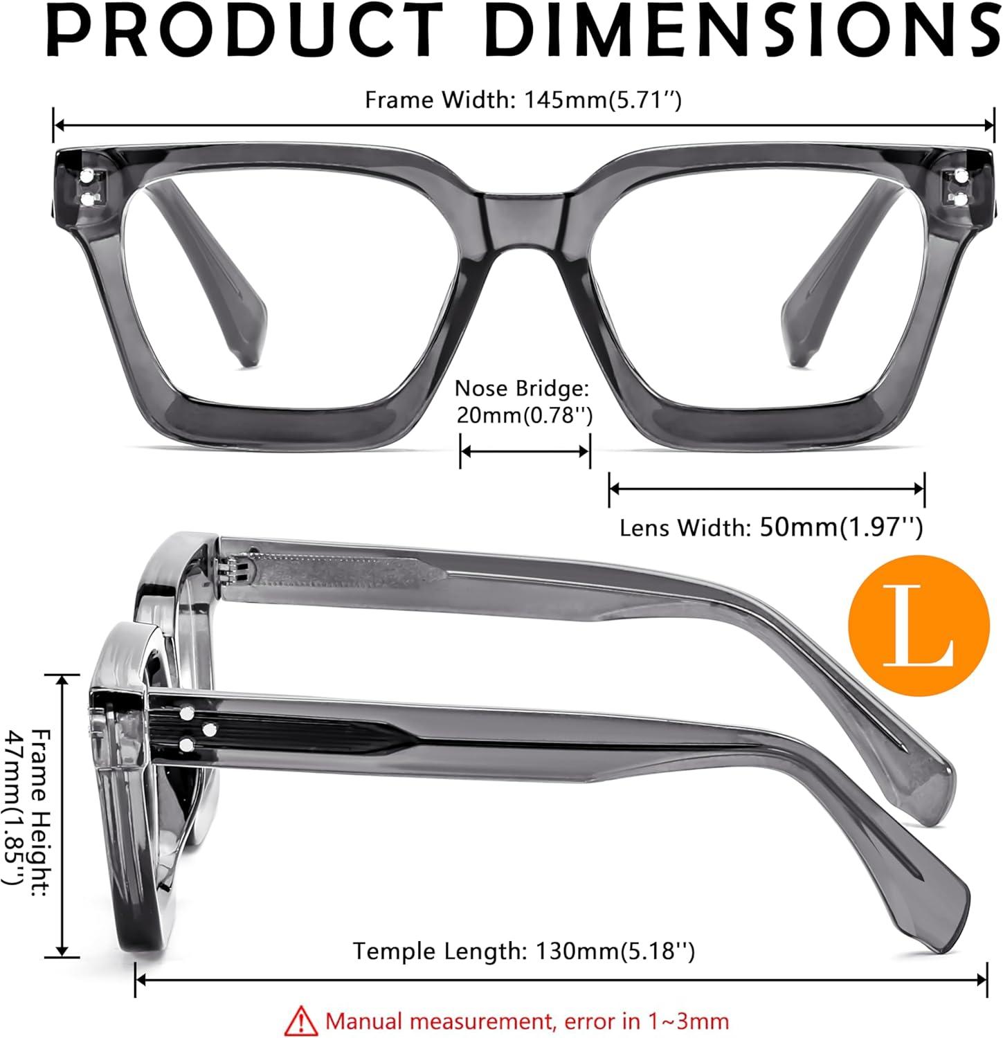 image:imageFEISEDY Blue Light Blocking Glasses Women Men Chunky Square Computer Glasses B0101Transparent Gray