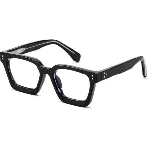 FEISEDY Blue Light Blocking Glasses Women Men Chunky Square Computer Glasses B0101(Black)