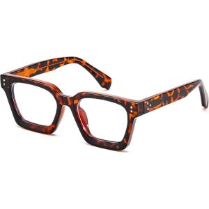 FEISEDY Blue Light Blocking Glasses Women Men Chunky Square Computer Glasses B0101(Leopard)