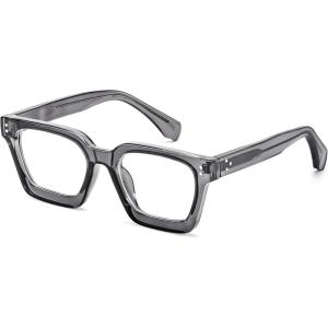 FEISEDY Blue Light Blocking Glasses Women Men Chunky Square Computer Glasses B0101(Transparent Gray)