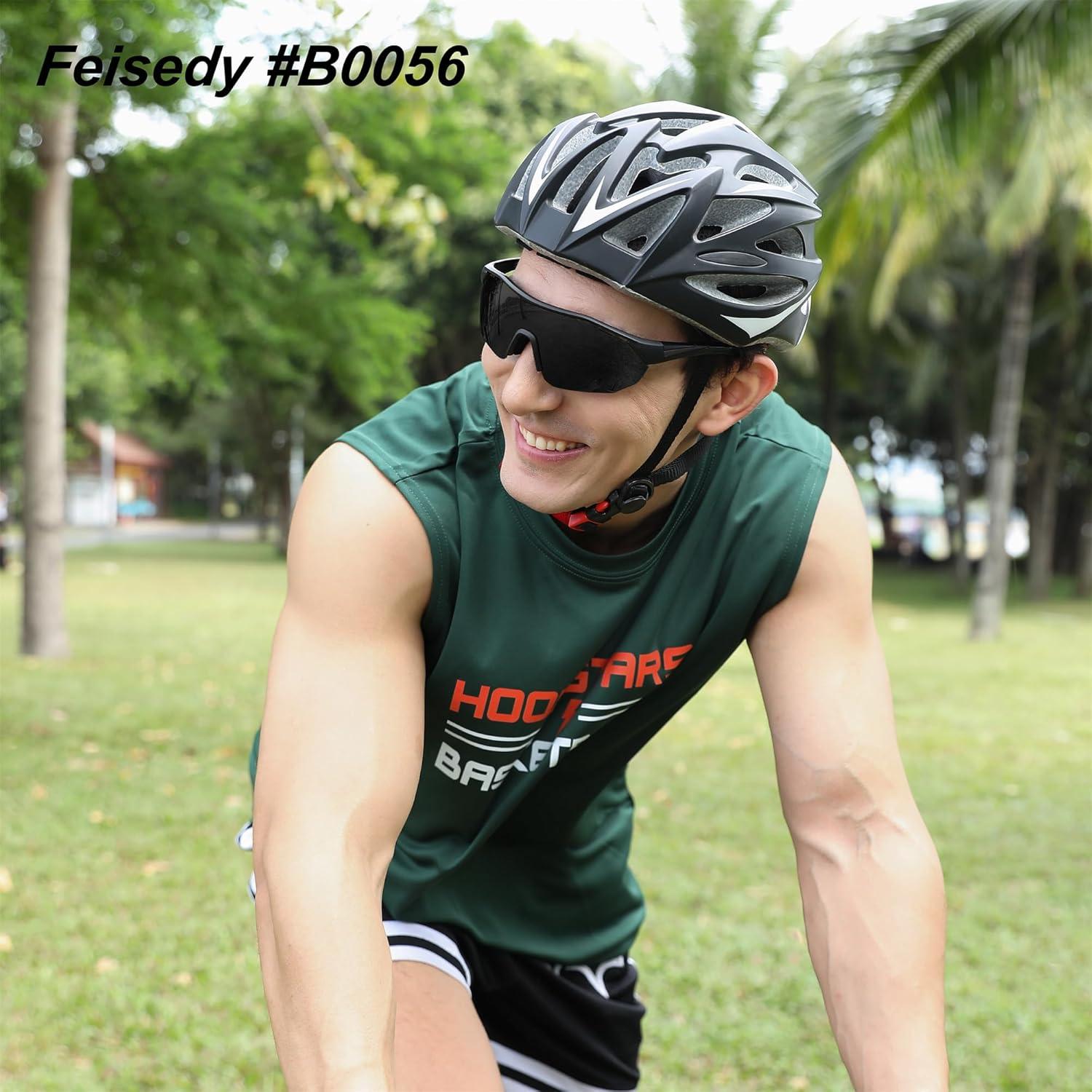 image:imageFEISEDY Polarized Sunglasses Baseball Lightweight Frame Men Women Sports Cycling Sun Glasses for MTB UV400 Protection B0056001 Black