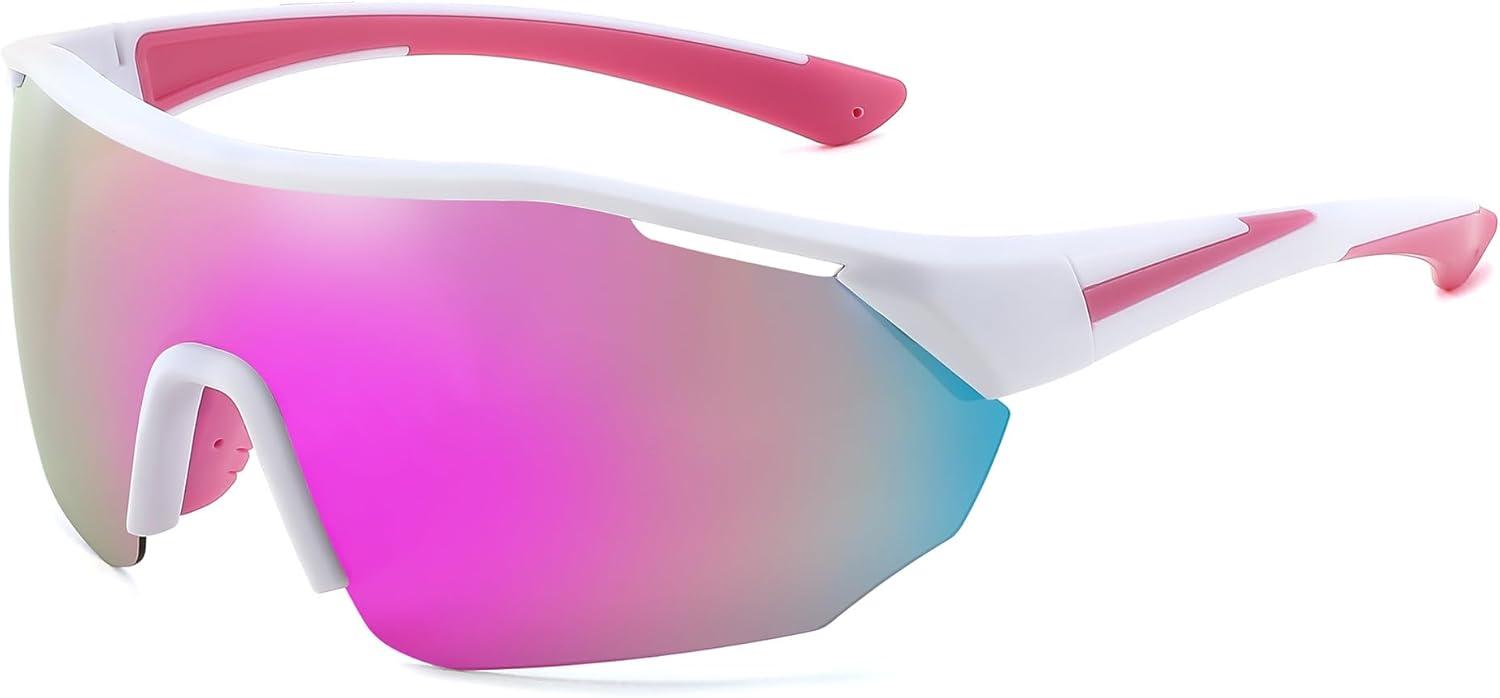image:imageFEISEDY Polarized Sunglasses Baseball Lightweight Frame Men Women Sports Cycling Sun Glasses for MTB UV400 Protection B0056003 White Pink