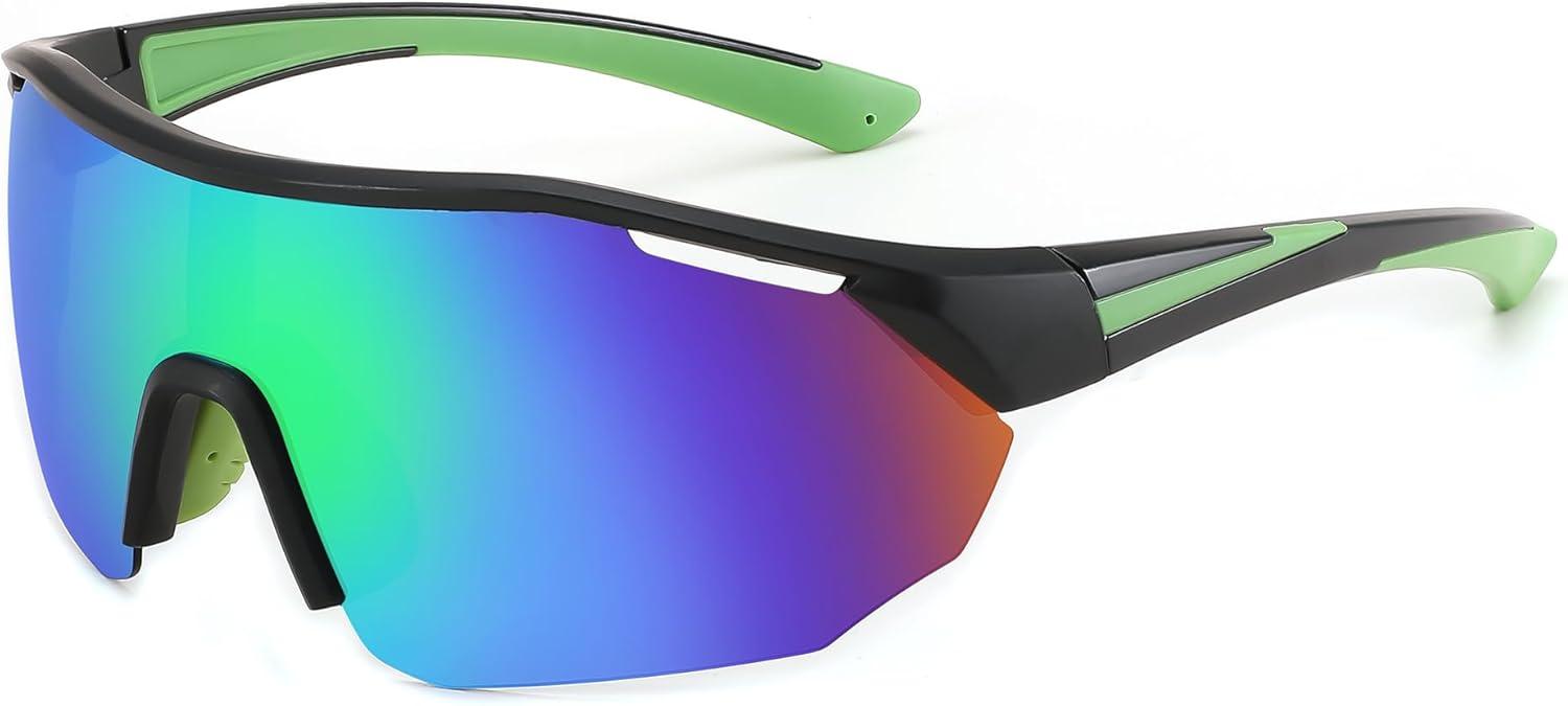 image:imageFEISEDY Polarized Sunglasses Baseball Lightweight Frame Men Women Sports Cycling Sun Glasses for MTB UV400 Protection B0056004 Black Green