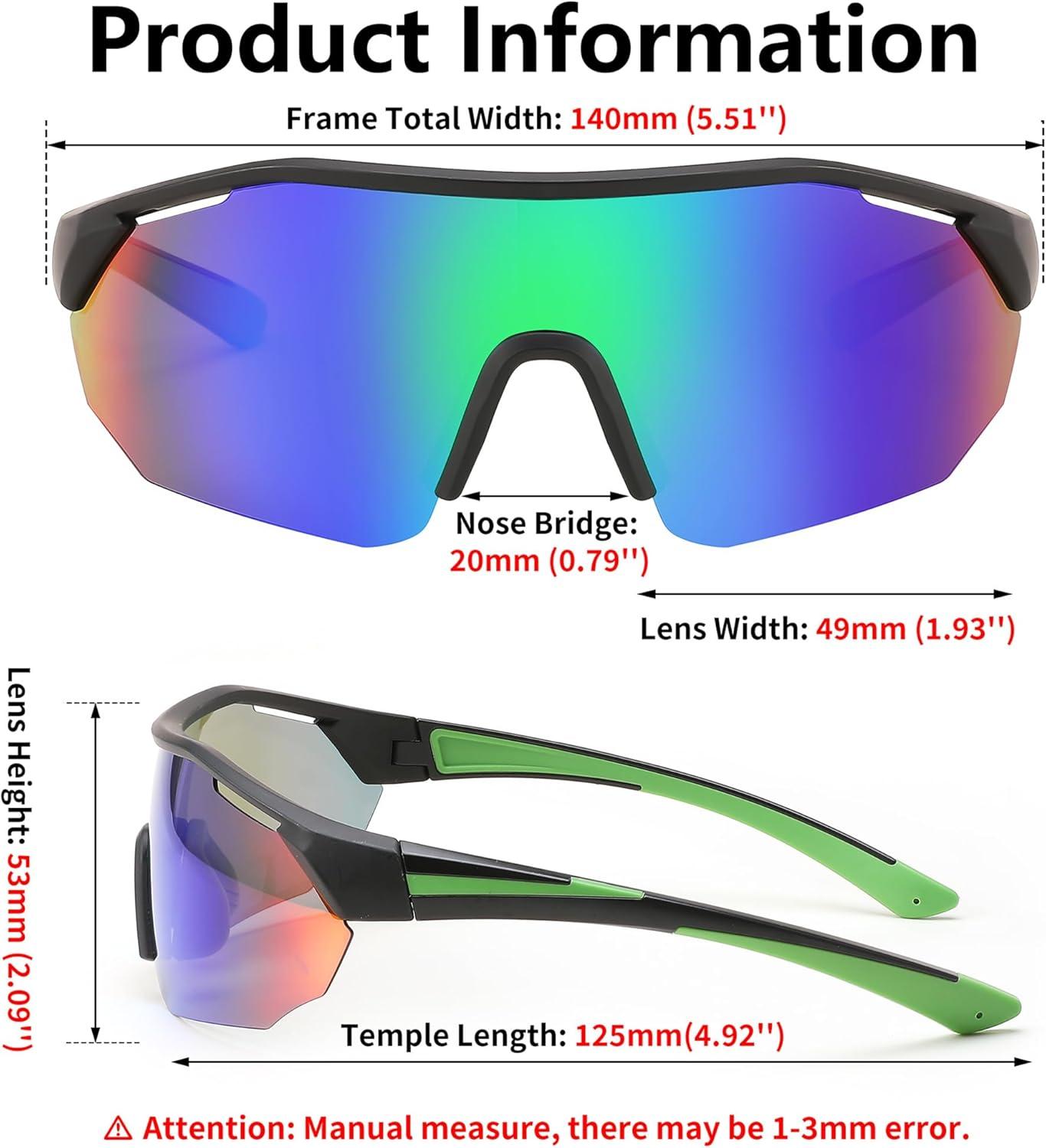 image:imageFEISEDY Polarized Sunglasses Baseball Lightweight Frame Men Women Sports Cycling Sun Glasses for MTB UV400 Protection B0056004 Black Green