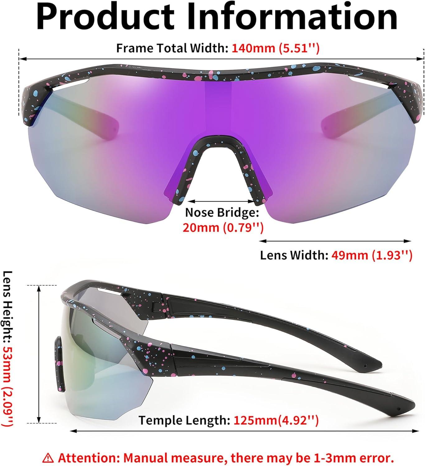 image:imageFEISEDY Polarized Sunglasses Baseball Lightweight Frame Men Women Sports Cycling Sun Glasses for MTB UV400 Protection B0056005 Black Purple