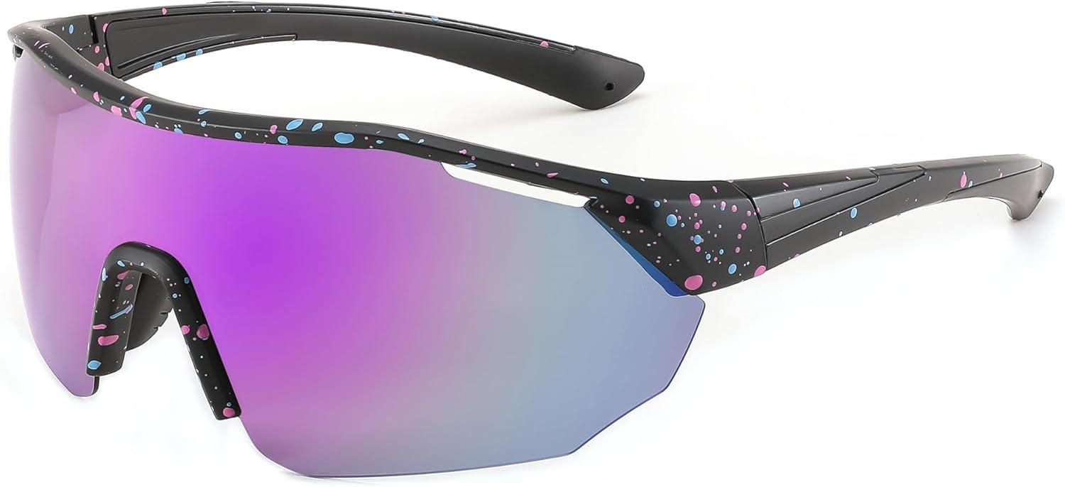 image:imageFEISEDY Polarized Sunglasses Baseball Lightweight Frame Men Women Sports Cycling Sun Glasses for MTB UV400 Protection B0056005 Black Purple