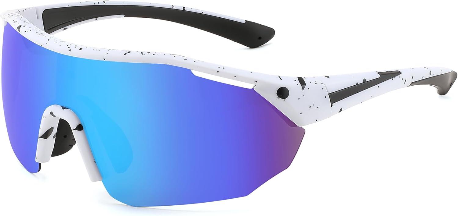 image:imageFEISEDY Polarized Sunglasses Baseball Lightweight Frame Men Women Sports Cycling Sun Glasses for MTB UV400 Protection B0056007 White Blue