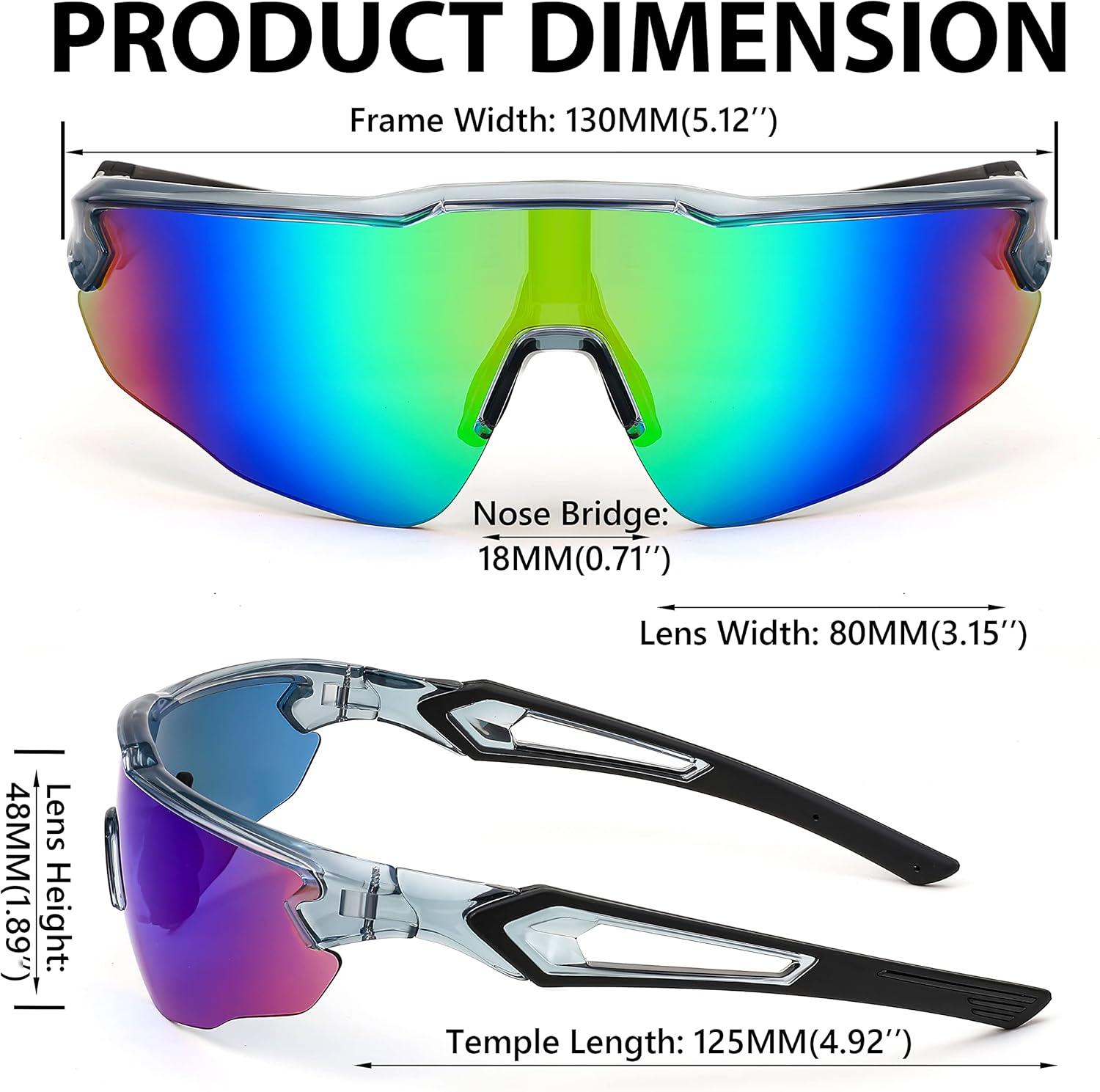 image:imageFEISEDY Youth Sport Polarized Sunglasses for 816 Cycling Running Driving Baseball Goggles Glasses B0011001transparent GreyGreen Mirror