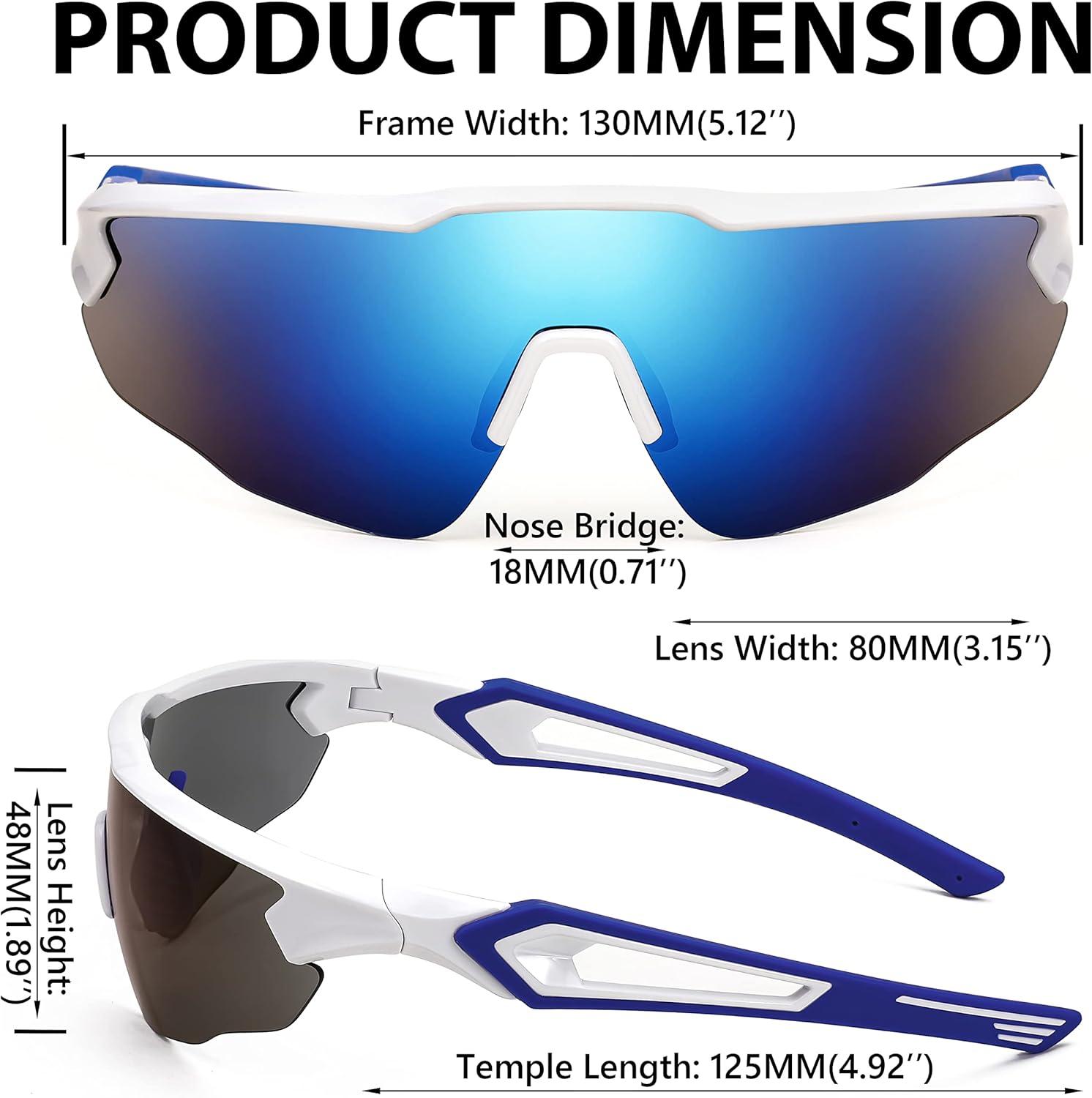 image:imageFEISEDY Youth Sport Polarized Sunglasses for 816 Cycling Running Driving Baseball Goggles Glasses B0011002whiteBlue Mirror