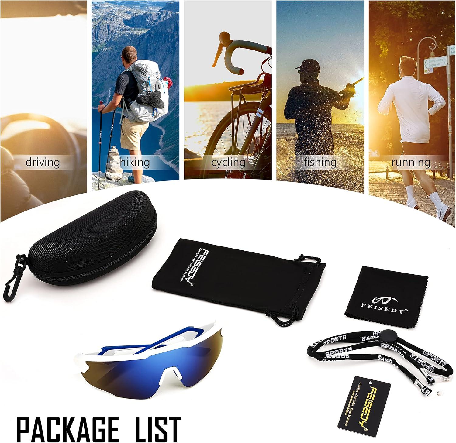 image:imageFEISEDY Youth Sport Polarized Sunglasses for 816 Cycling Running Driving Baseball Goggles Glasses B0011002whiteBlue Mirror