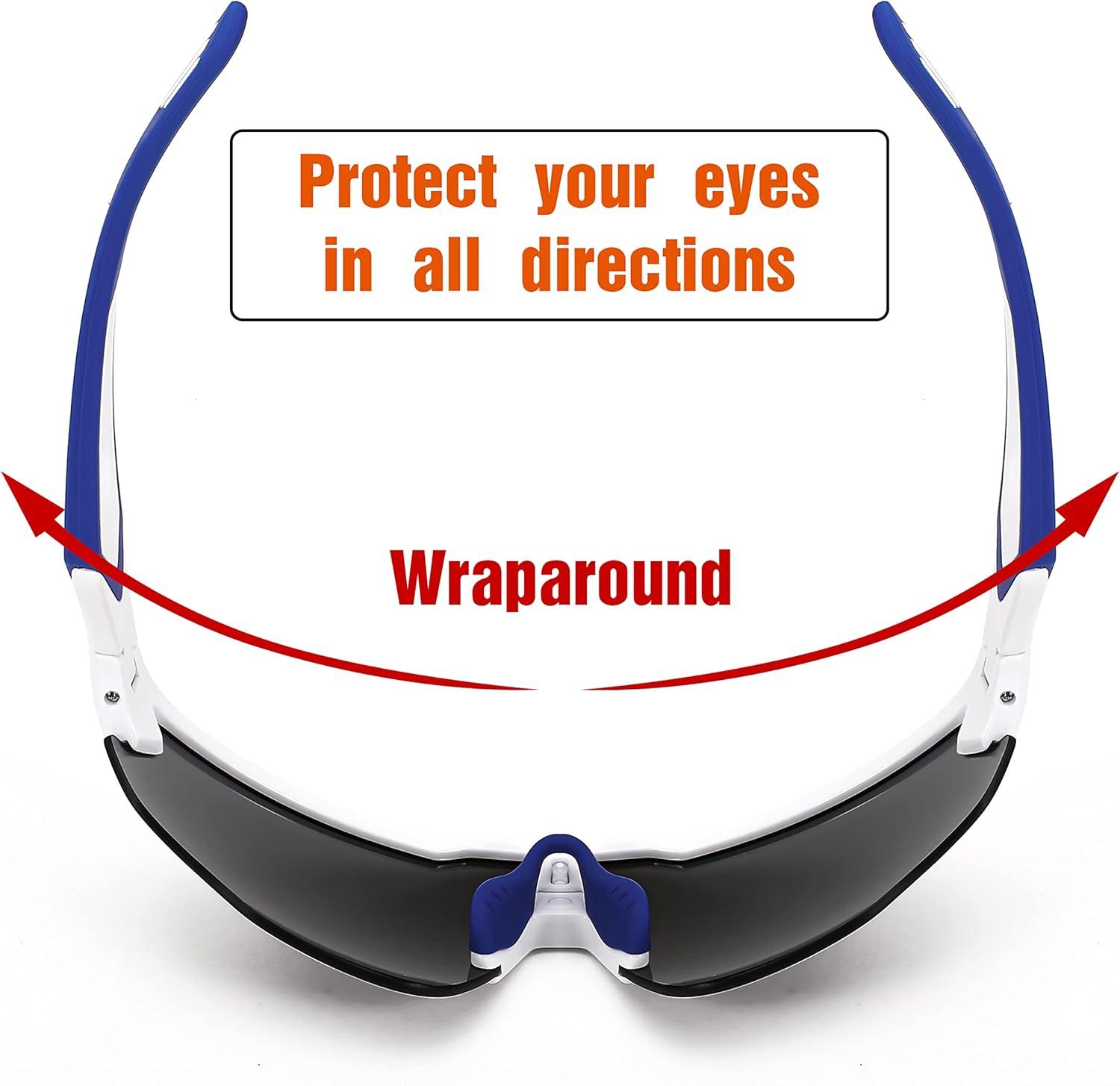 image:imageFEISEDY Youth Sport Polarized Sunglasses for 816 Cycling Running Driving Baseball Goggles Glasses B0011002whiteBlue Mirror