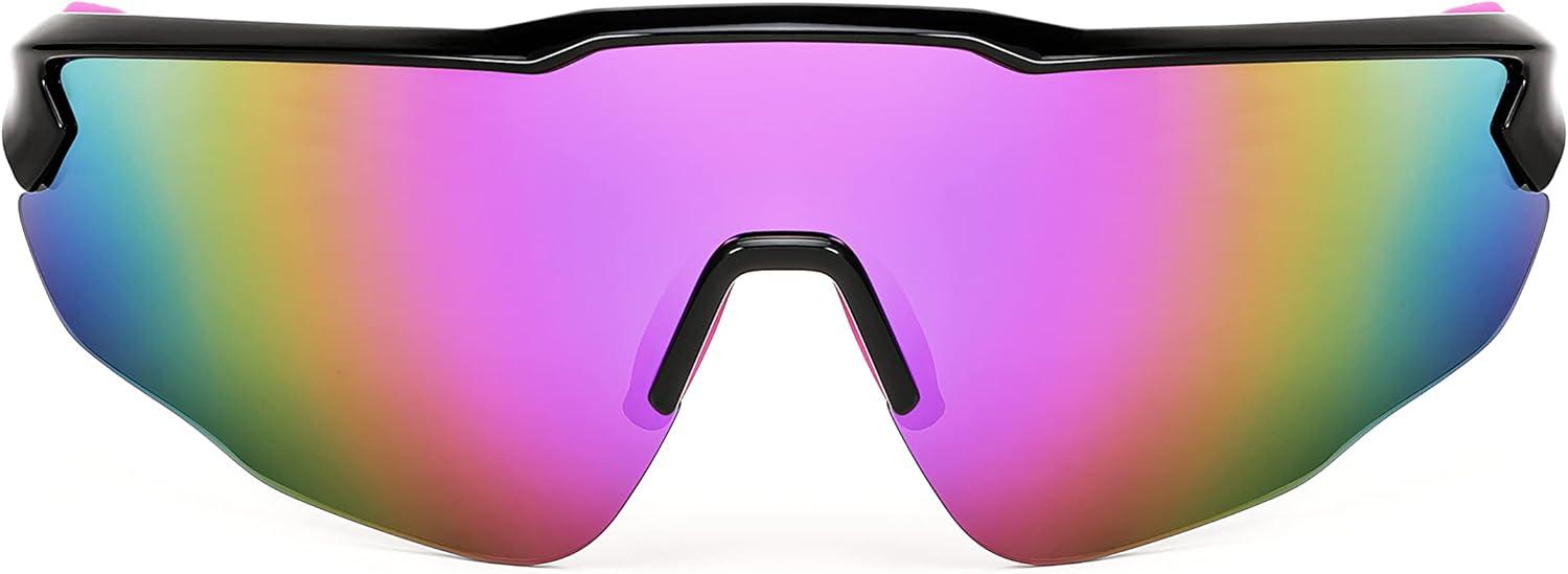 image:imageFEISEDY Youth Sport Polarized Sunglasses for 816 Cycling Running Driving Baseball Goggles Glasses B0011004blackPurple Mirror