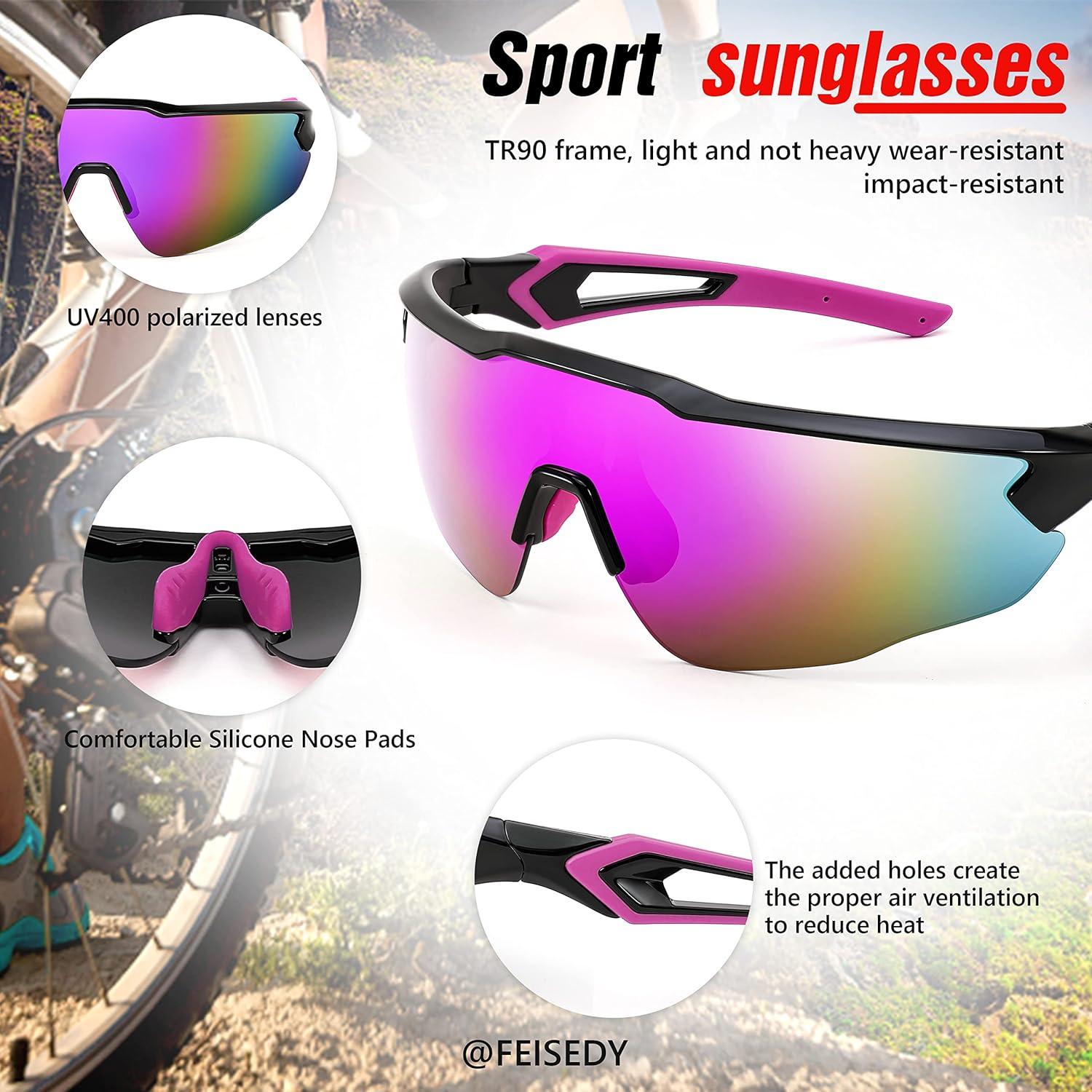 image:imageFEISEDY Youth Sport Polarized Sunglasses for 816 Cycling Running Driving Baseball Goggles Glasses B0011004blackPurple Mirror
