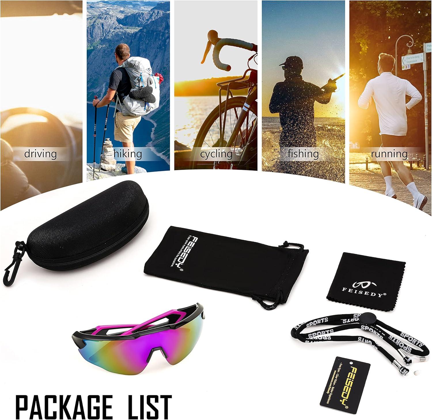 image:imageFEISEDY Youth Sport Polarized Sunglasses for 816 Cycling Running Driving Baseball Goggles Glasses B0011004blackPurple Mirror