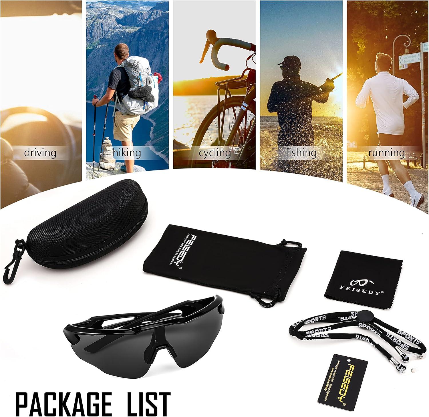 image:imageFEISEDY Youth Sport Polarized Sunglasses for 816 Cycling Running Driving Baseball Goggles Glasses B0011005blackGrey