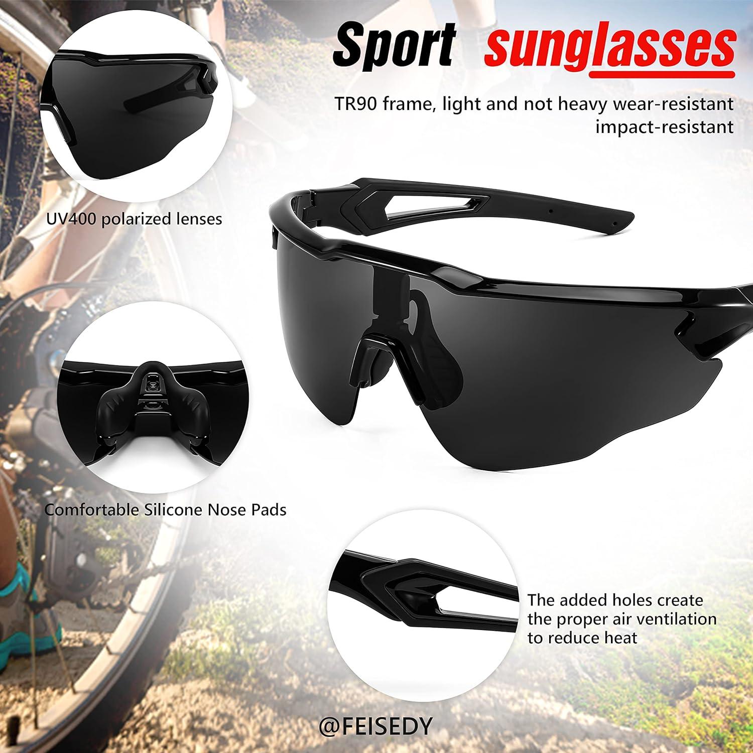 image:imageFEISEDY Youth Sport Polarized Sunglasses for 816 Cycling Running Driving Baseball Goggles Glasses B0011005blackGrey