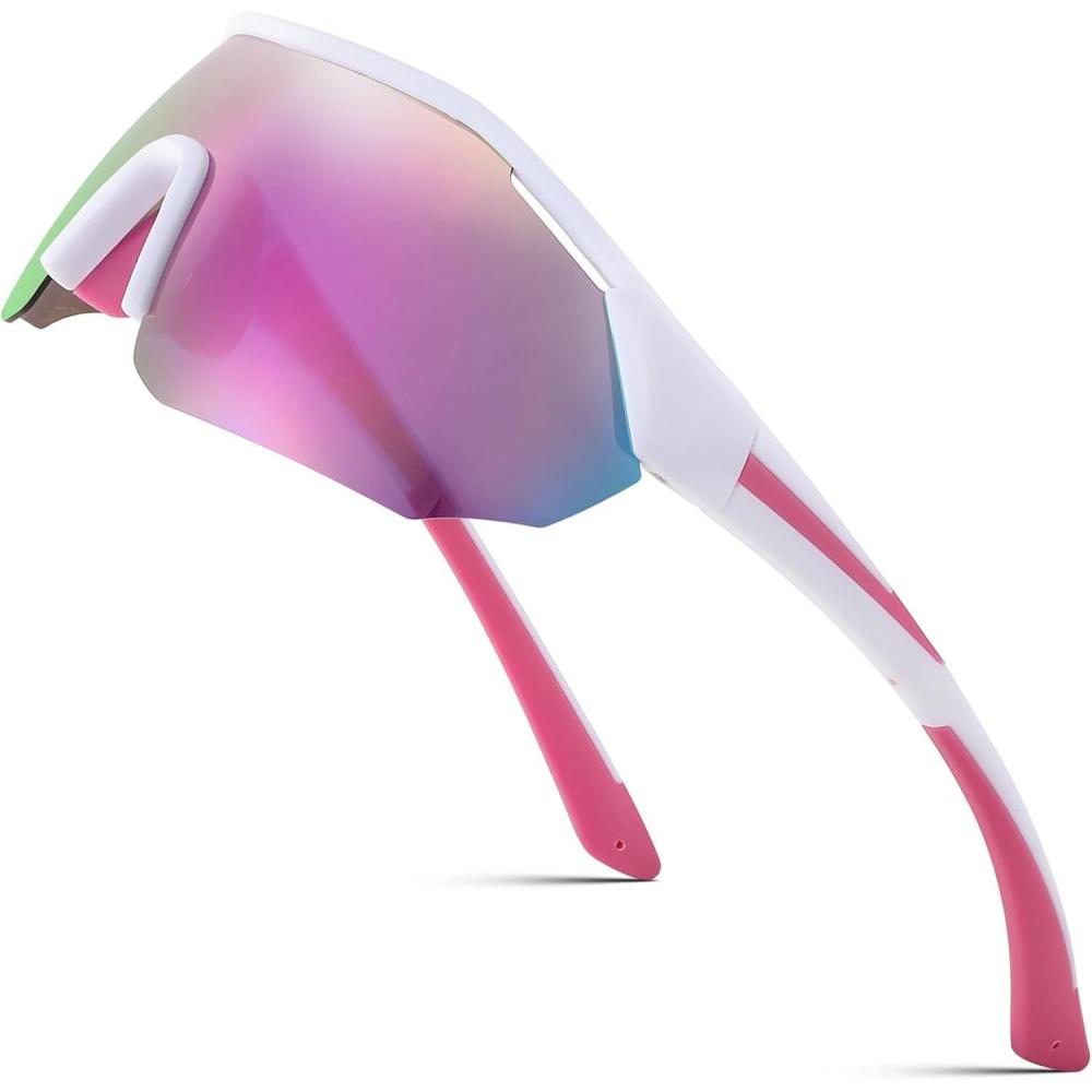 image:imageFEISEDY Polarized Sunglasses Baseball Lightweight Frame Men Women Sports Cycling Sun Glasses for MTB UV400 Protection B0056003 White Pink