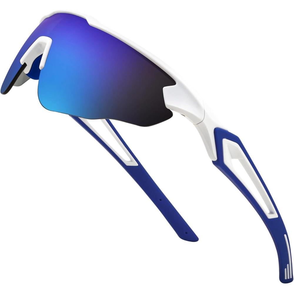 image:imageFEISEDY Youth Sport Polarized Sunglasses for 816 Cycling Running Driving Baseball Goggles Glasses B0011002whiteBlue Mirror