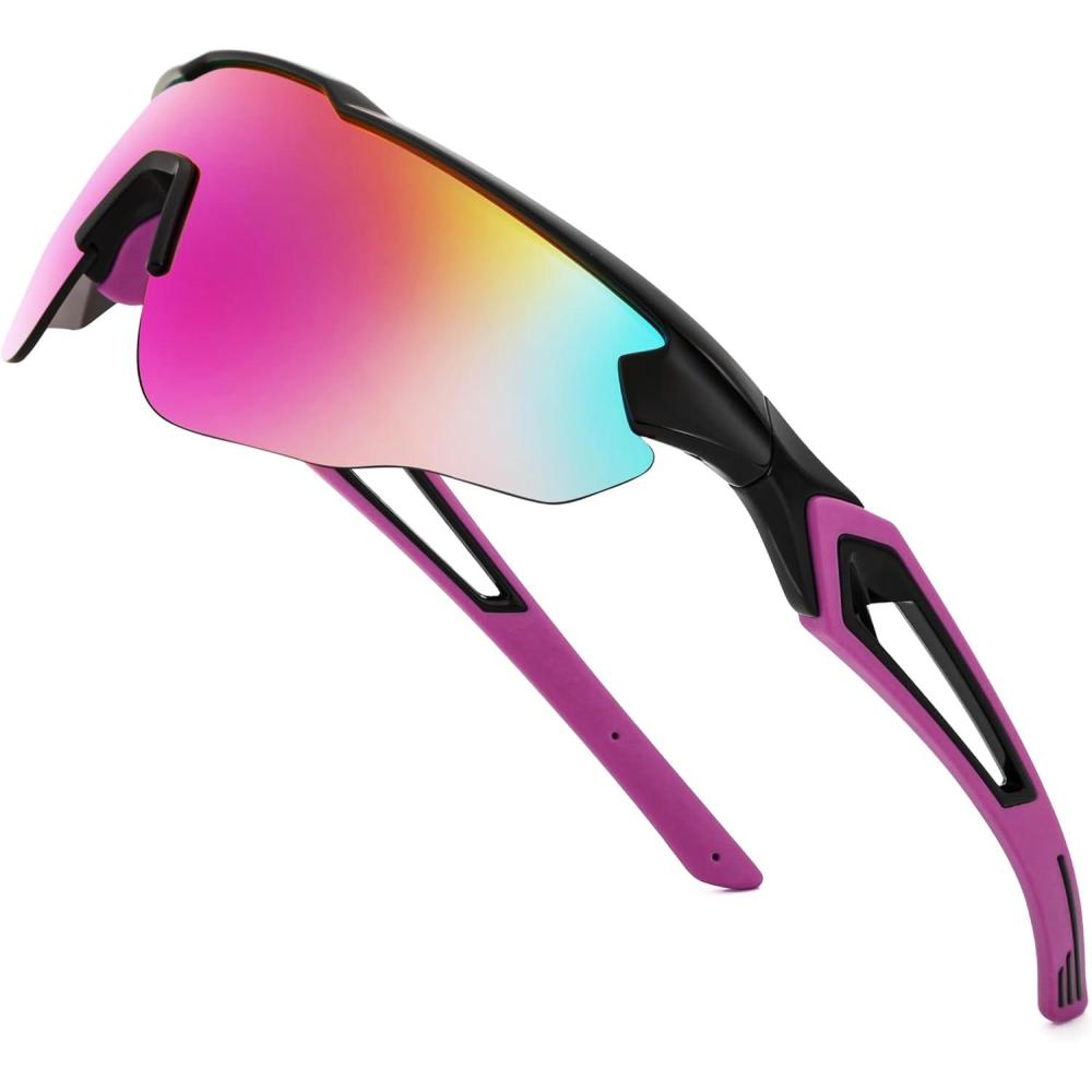 image:imageFEISEDY Youth Sport Polarized Sunglasses for 816 Cycling Running Driving Baseball Goggles Glasses B0011004blackPurple Mirror