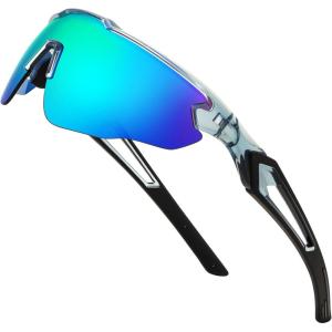FEISEDY Youth Sport Polarized Sunglasses for 8-16 Cycling Running Driving Baseball Goggles Glasses B0011(001transparent Grey/Green Mirror)
