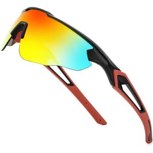 FEISEDY Youth Sport Polarized Sunglasses for 8-16 Cycling Running Driving Baseball Goggles Glasses B0011(003black/Red Mirror)