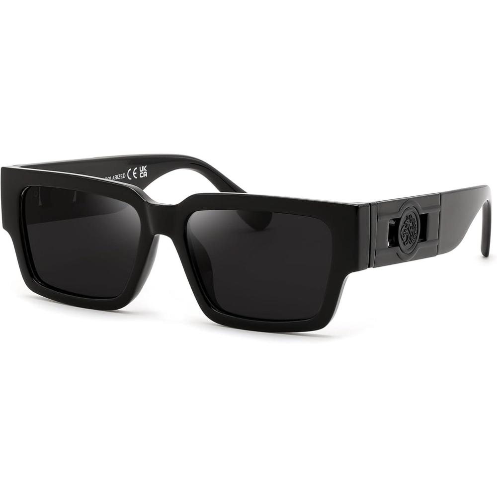 image:imageFEISEDY Retro Trendy Rectangle Polarized Sunglasses for Women MenClassic Narrow Square Sun Glasses B0314BlackBlack