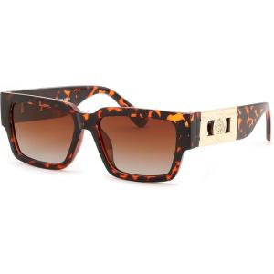 FEISEDY Retro Trendy Rectangle Polarized Sunglasses for Women Men,Classic Narrow Square Sun Glasses B0314(Tortoise/Gradient Brown)
