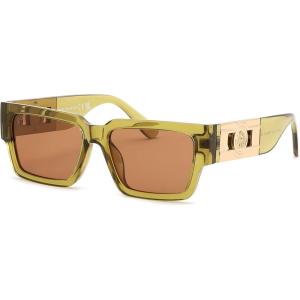 FEISEDY Retro Trendy Rectangle Polarized Sunglasses for Women Men,Classic Narrow Square Sun Glasses B0314(Transparent Green/Brown)