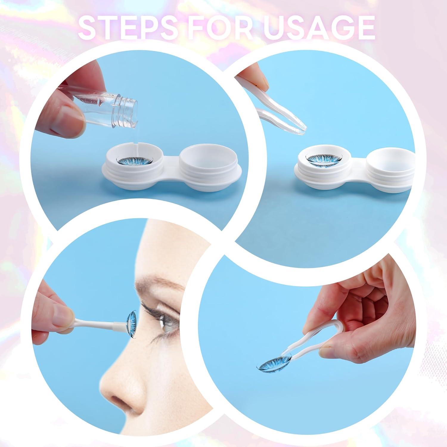 image:imageFEISEDY Contact Lens Case Fashion Portable Contacts Lens Box with Mirror Tweezers Remover Tool Solution Bottle for Travel B0072Khaki