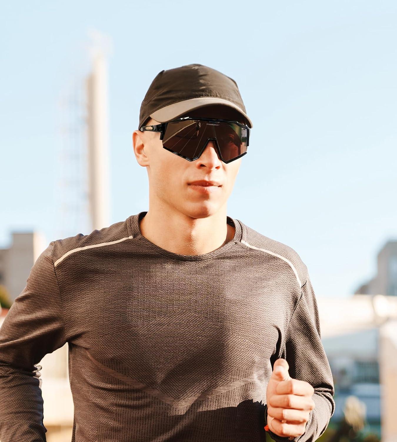 image:imageFEISEDY Polarized Sports Sunglasses for Men WomenTeens Baseball Tennis Sunglasses TR90 Cycling Glasses B4151Black