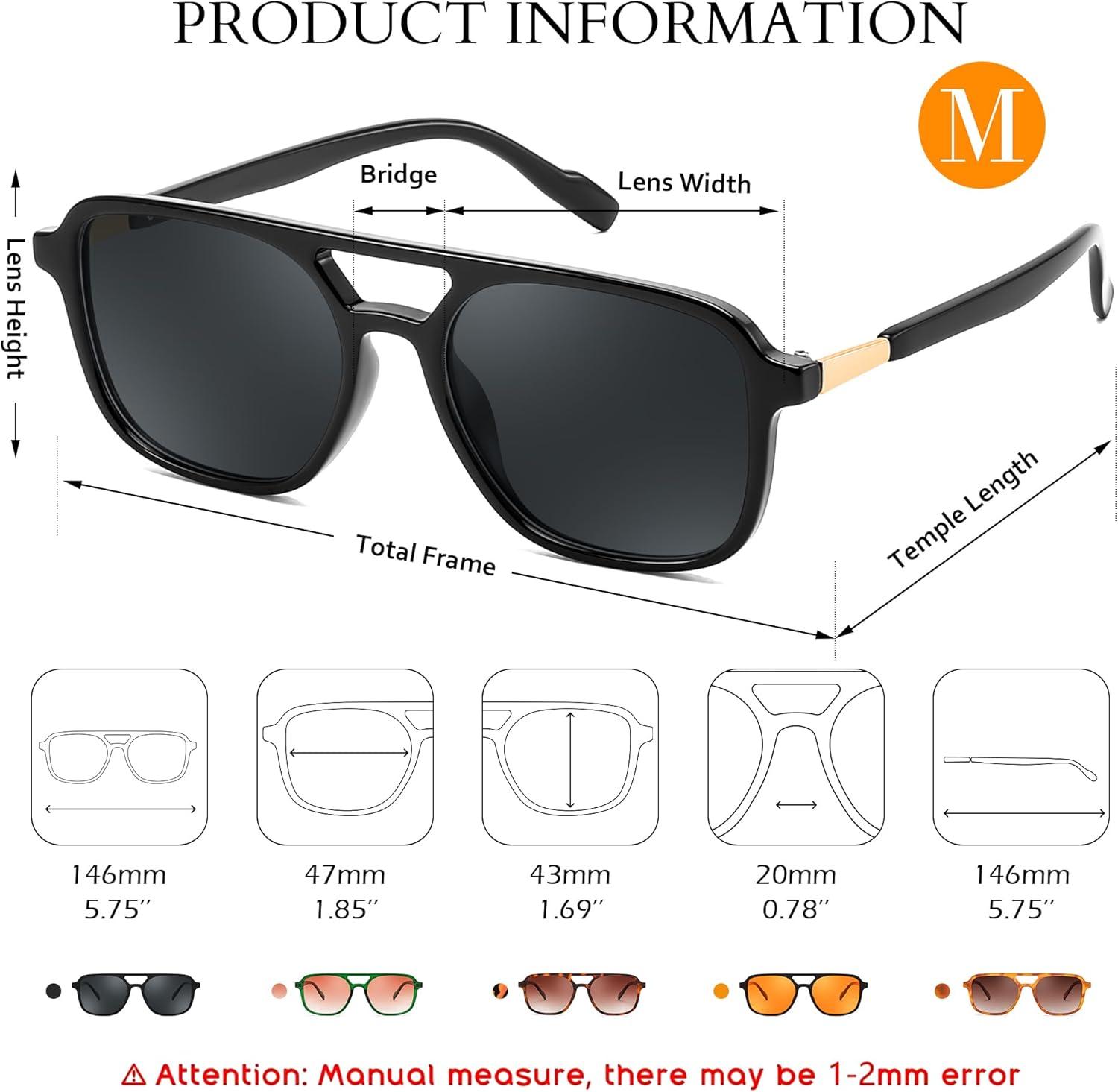 image:imageFEISEDY Retro Square Aviator Sunglasses Women Men 70s Vintage Trendy Plastic Frame Sun Glasses B4158Black 01