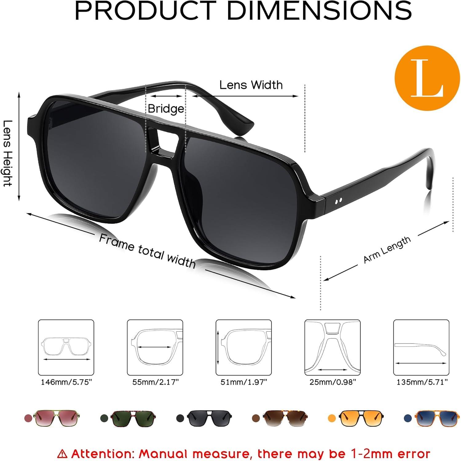 image:imageFEISEDY Retro Square Aviator Sunglasses Women Men 70s Vintage Trendy Plastic Frame Sun Glasses B4158Black 02