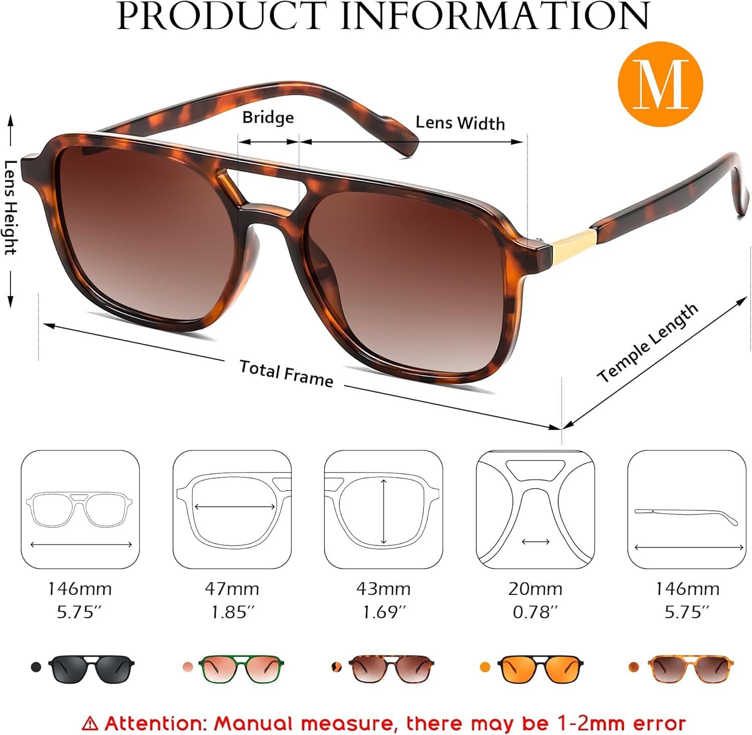 image:imageFEISEDY Retro Square Aviator Sunglasses Women Men 70s Vintage Trendy Plastic Frame Sun Glasses B4158Brown Tortoise Black