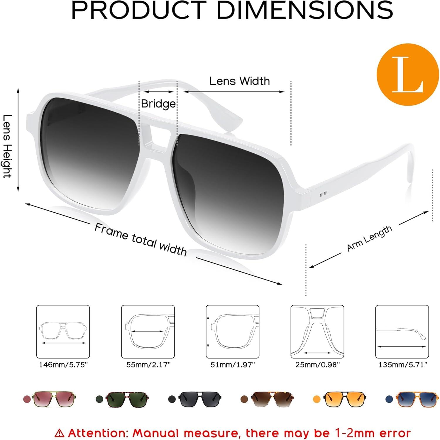 image:imageFEISEDY Retro Square Aviator Sunglasses Women Men 70s Vintage Trendy Plastic Frame Sun Glasses B4158White