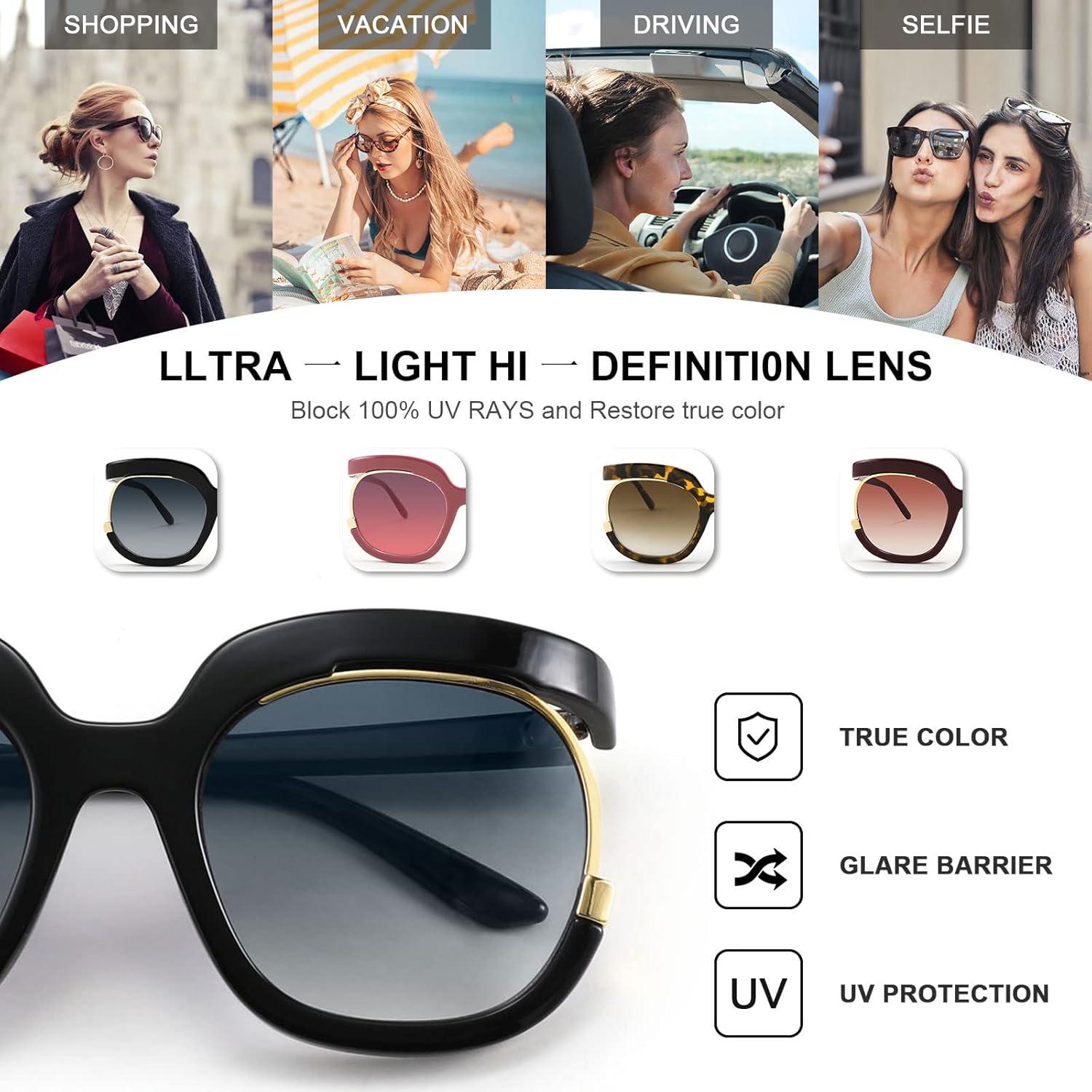 image:imageFEISEDY Retro Square Round Women Sunglasses Large Vintage Lady Shades B4091Black