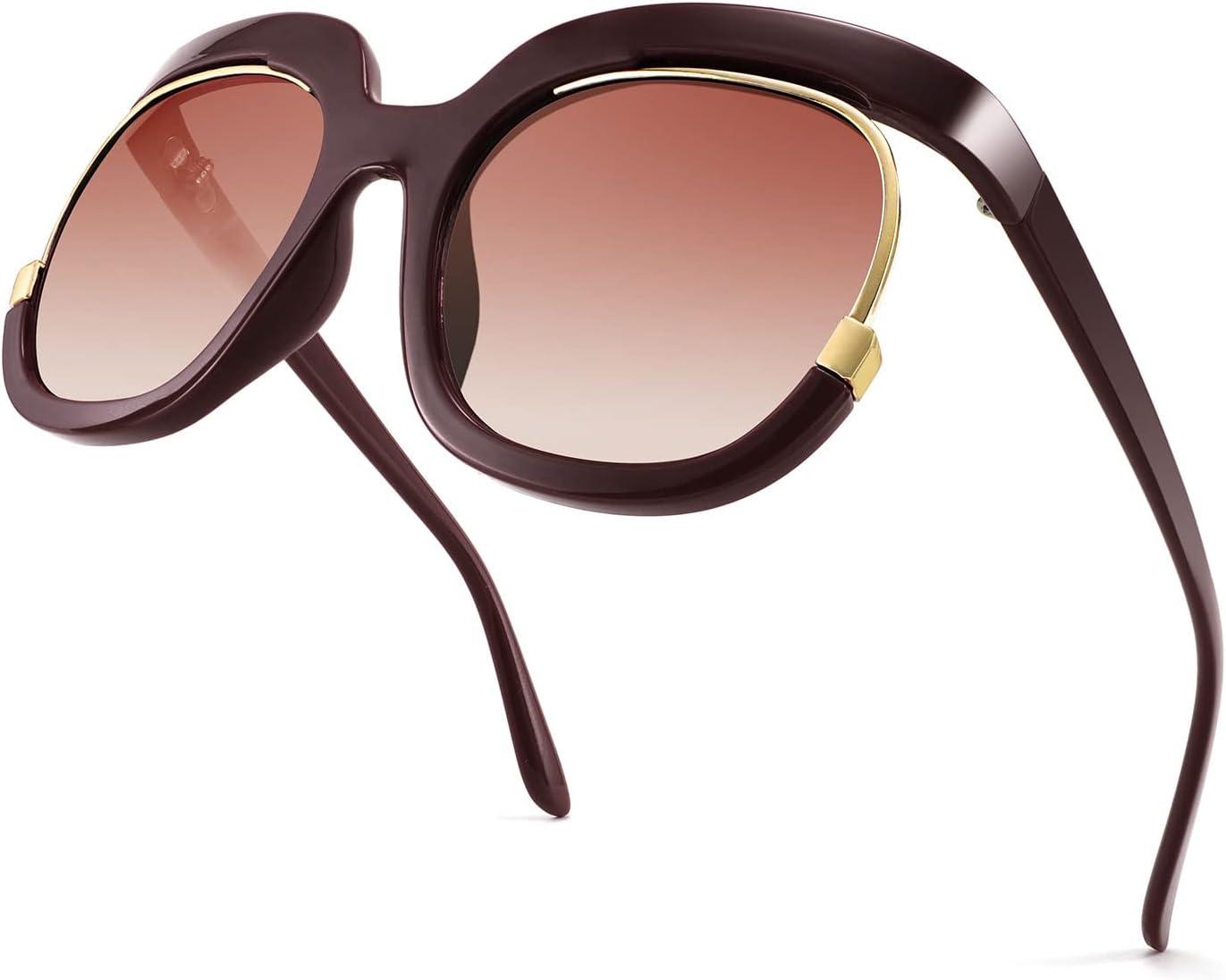 image:imageFEISEDY Retro Square Round Women Sunglasses Large Vintage Lady Shades B4091Wine Red