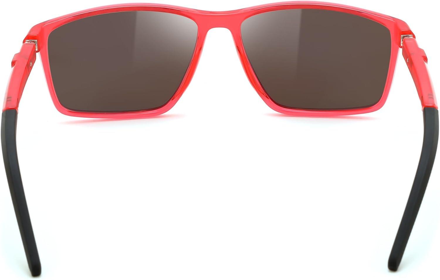 image:imageFEISEDY Square Sunglasses For Men Women Retro Trendy Rectangle Classic Sunglasses Fashion Vintage Frame Polarized UV400 B0288Flamingo RedBlue Lenses