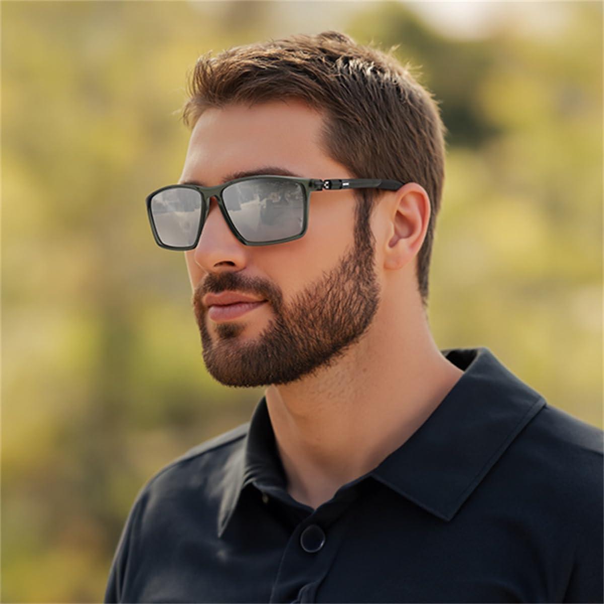 image:imageFEISEDY Square Sunglasses For Men Women Retro Trendy Rectangle Classic Sunglasses Fashion Vintage Frame Polarized UV400 B0288GreySilver