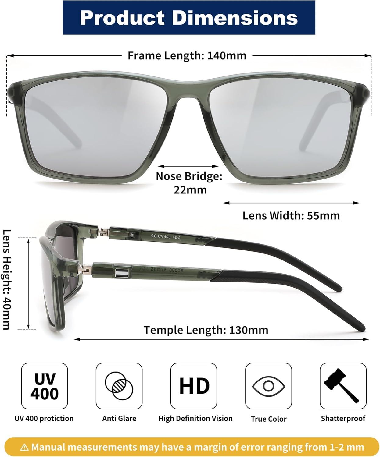 image:imageFEISEDY Square Sunglasses For Men Women Retro Trendy Rectangle Classic Sunglasses Fashion Vintage Frame Polarized UV400 B0288GreySilver
