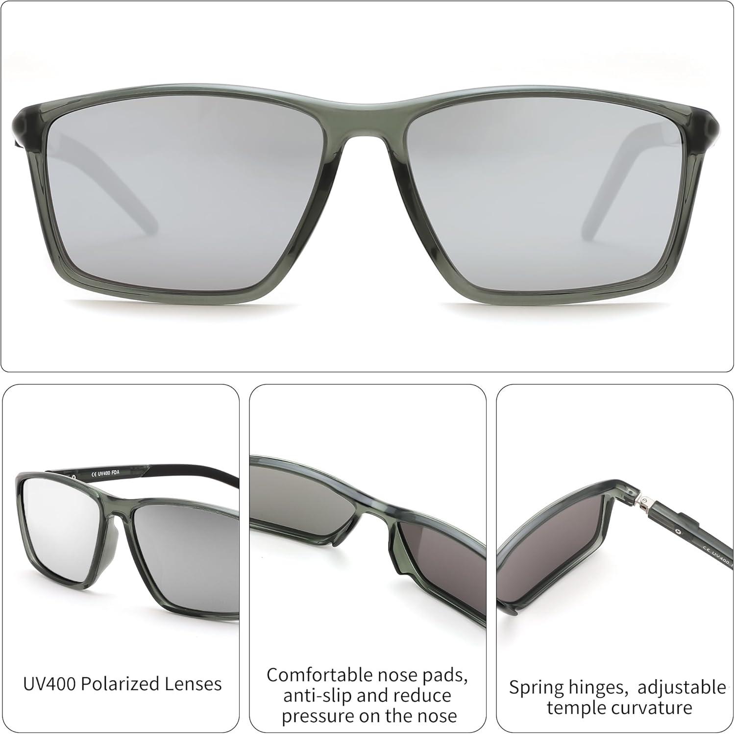 image:imageFEISEDY Square Sunglasses For Men Women Retro Trendy Rectangle Classic Sunglasses Fashion Vintage Frame Polarized UV400 B0288GreySilver