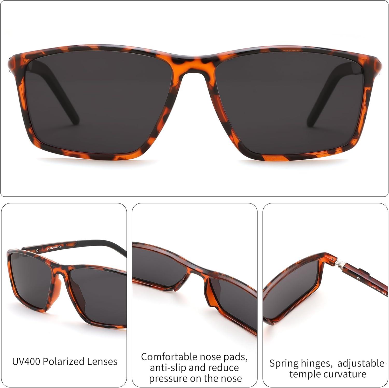 image:imageFEISEDY Square Sunglasses For Men Women Retro Trendy Rectangle Classic Sunglasses Fashion Vintage Frame Polarized UV400 B0288TortoiseGrey