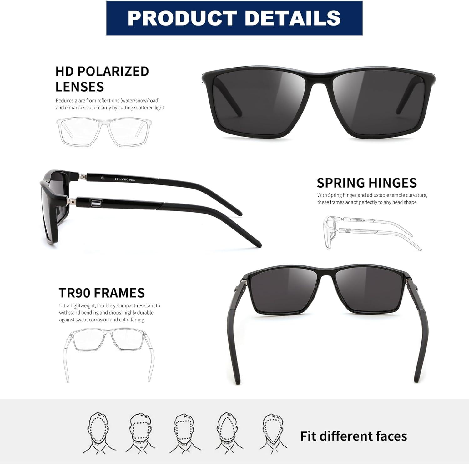 image:imageFEISEDY Square Sunglasses For Men Women Retro Trendy Rectangle Classic Sunglasses Fashion Vintage Frame Polarized UV400 B0288TortoiseGrey