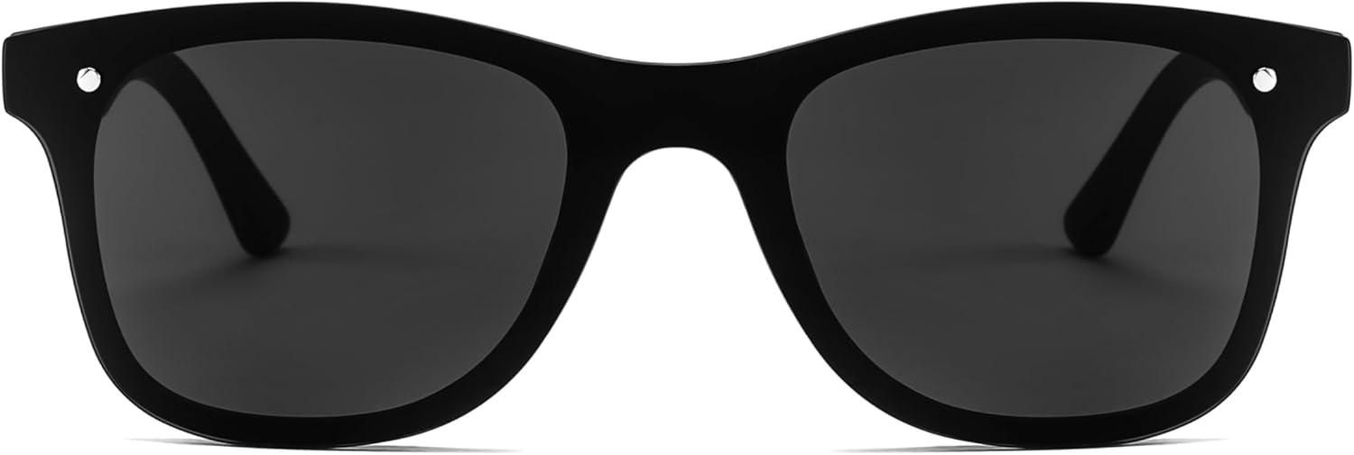 image:imageFEISEDY Trendy Rimless Mirrored One Piece Lens Sunglasses Reflective Sun Glasses B4155Black FrameGrey Lens